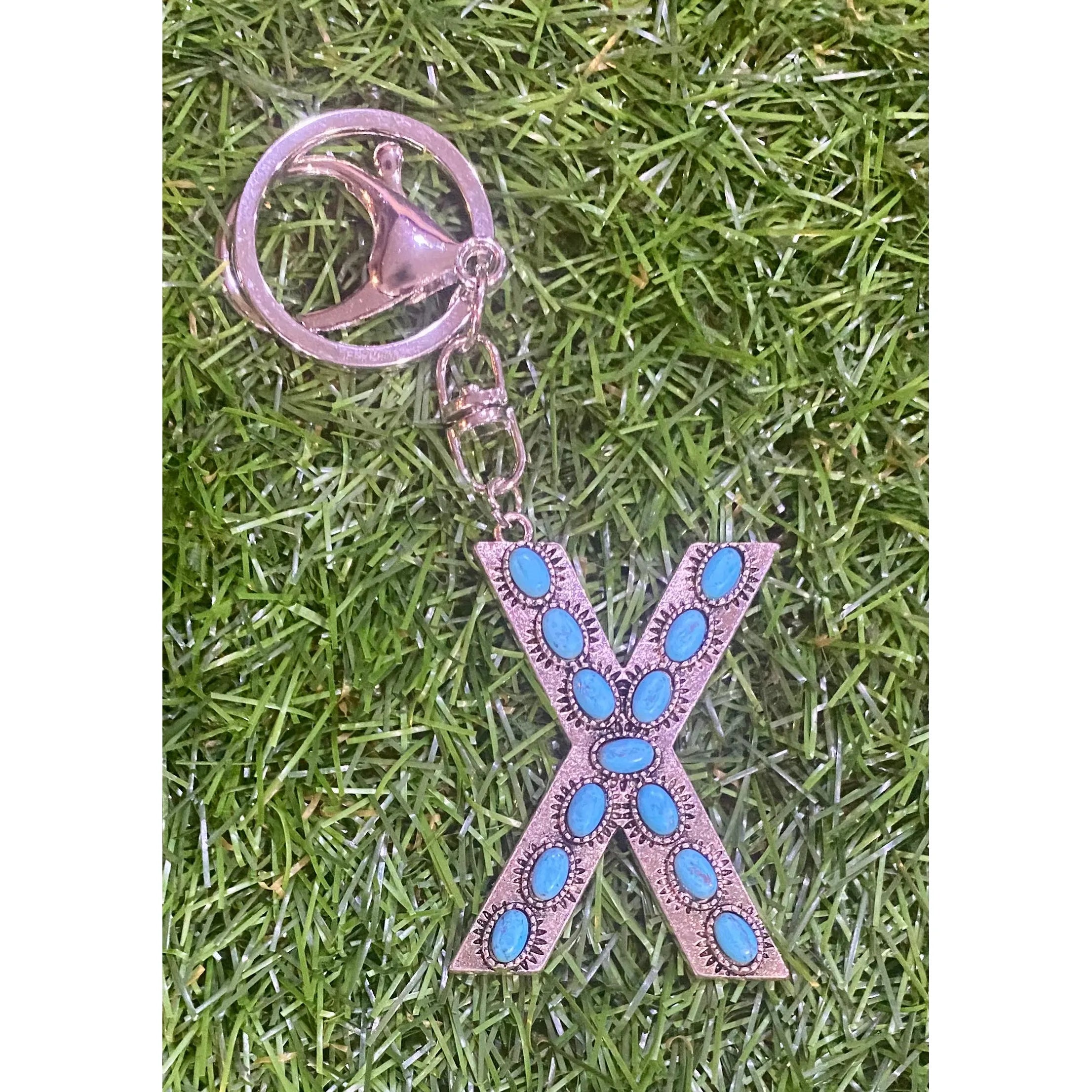 Turquoise Initial Keychain – Western Charm