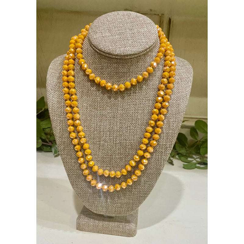 Golden Amber Long Beaded Necklace