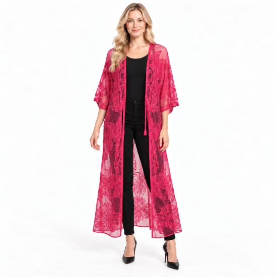 Fuchsia Butterfly Lace Kimono