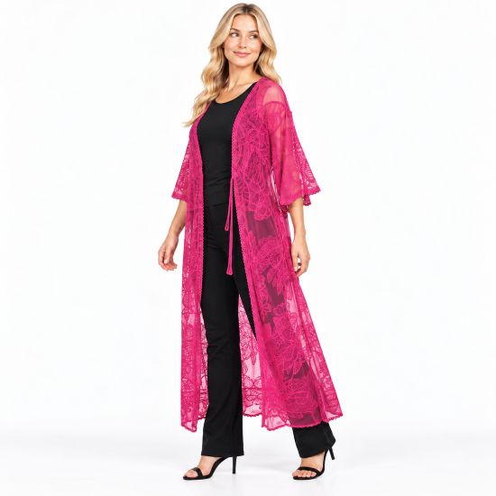 Fuchsia Butterfly Lace Kimono