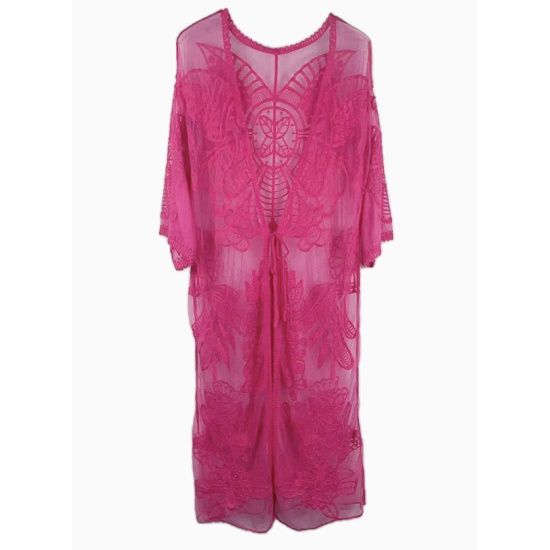 Fuchsia Lace Butterfly Kimono