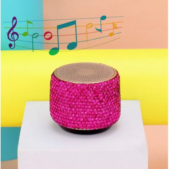 Fuchsia Rhinestone Mini Bluetooth Speaker