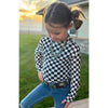 Girl's Black and White Checkered Mesh Top