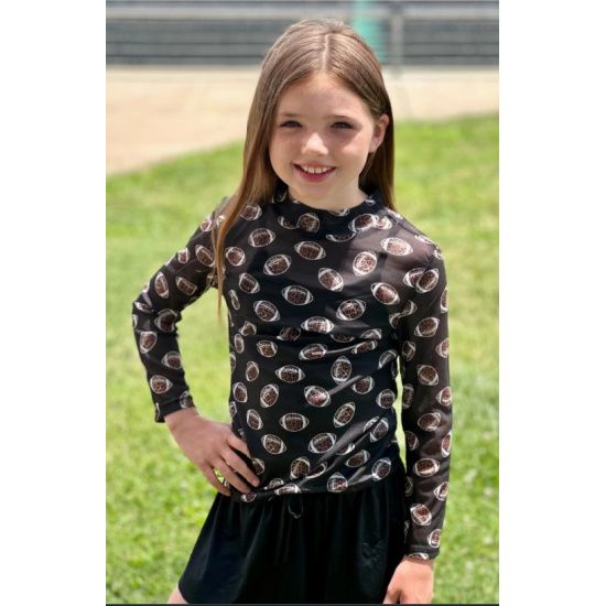 Girls Leopard Football Mesh Top