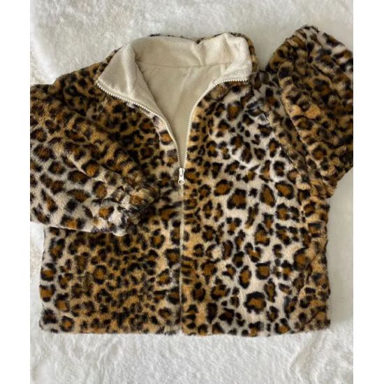Girls Leopard Print Fleece Jacket