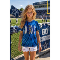 Girls Navy Tie-Dye Cowboys Sequin Tee
