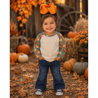 Girls Pumpkin Raglan Tee