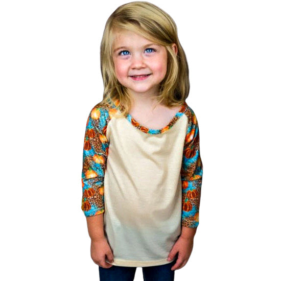 Girls Pumpkin Raglan Tee