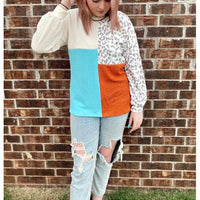 Wild About Fall Colorblock Top - Rhinestone Gal