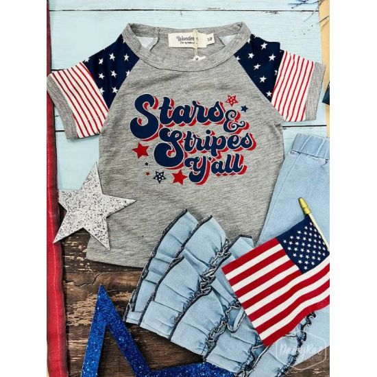 Girls Stars & Stripes Y’all Graphic Tee