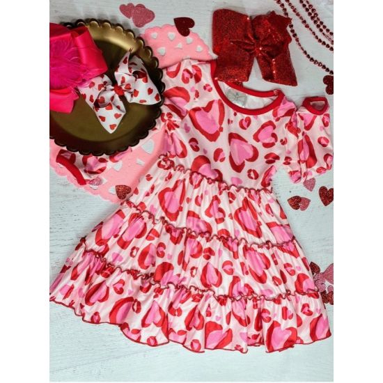Girls Pink Heart Twirl Dress