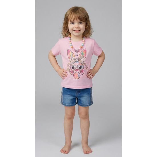 Girls Sparkle Bunny Rhinestone Tee – Pink