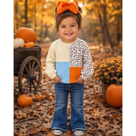 Girls Wild About Fall Colorblock Top