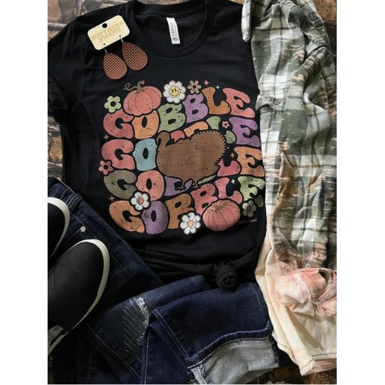 Gobble Gobble Gobble Turkey Graphic Tee – Bella Canvas Unisex Fall Shirt