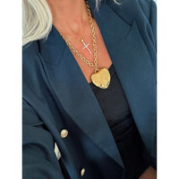 Gold Hammered Heart Pendant Necklace – Water Resistant 18k Gold Stainless Steel