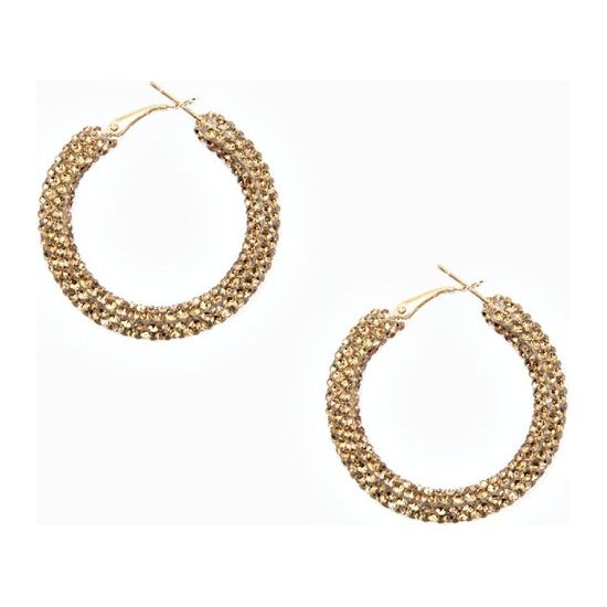 Gold Rhinestone Hoop Earrings