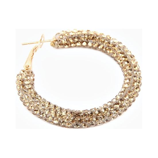 Gold Rhinestone Hoop Earrings