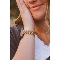 18K Gold & Stainless Steel Link Watch Band – Fits 5”–7” Wrists