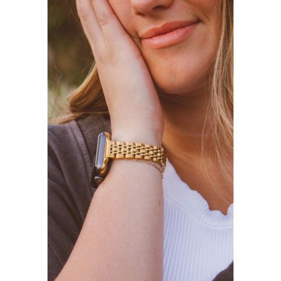 18K Gold & Stainless Steel Link Watch Band – Fits 5”–7” Wrists
