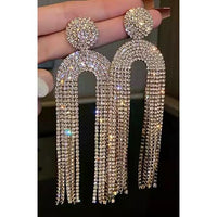 Golden Glam Rhinestone Fringe Earrings