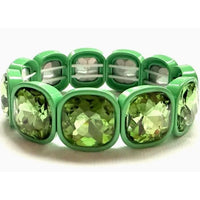 Square Crystal Gemstone Stretch Bracelet – Colorful Sparkly Statement Jewelry
