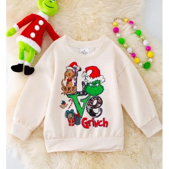 Girl's Christmas Grinch Sweatshirt – Holiday Graphic Pullover