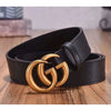 Designer-Inspired Black Leather Belt