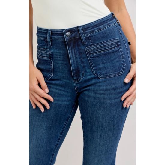 Judy Blue High Rise Flare Jeans with Vintage Pockets