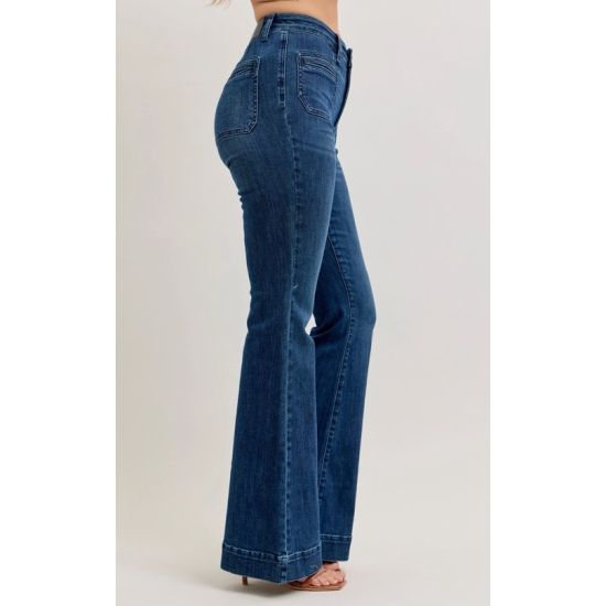 Judy Blue High Rise Flare Jeans with Vintage Pockets