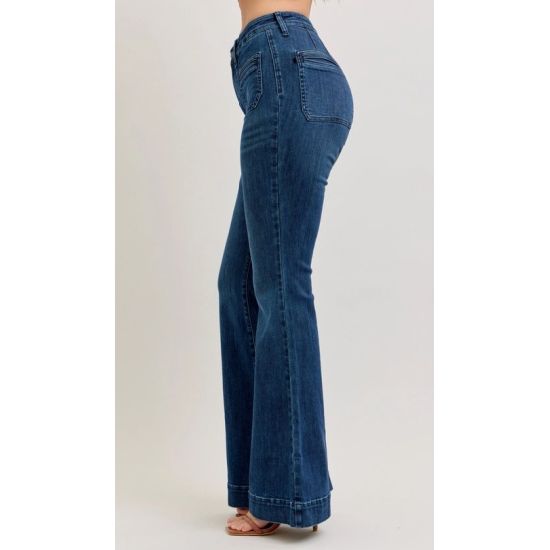 Judy Blue High Rise Flare Jeans with Vintage Pockets