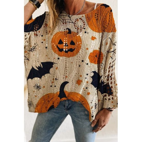 Halloween Pumpkin & Bat Crochet Top