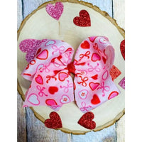 Valentine Candy Hearts Girls Hair Bow – 5.5”