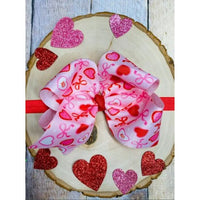 Girls Valentine Candy Hearts & Bows Hair Bow Headband