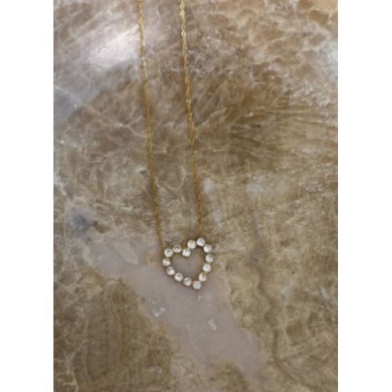 18k Gold Plated Diamond Heart Necklace – Water Resistant, Adjustable 16–18 Inches
