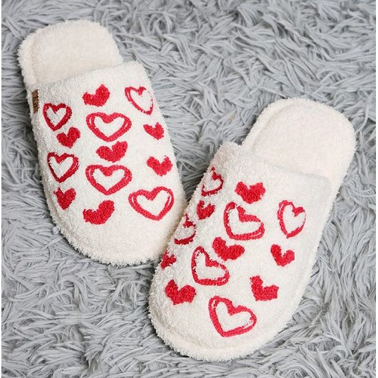 Candy Heart Embroidered Slippers