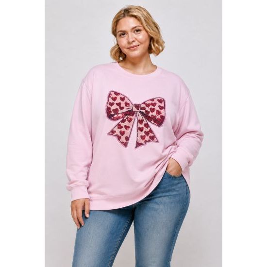 Heart Bow Sequin Sweatshirt