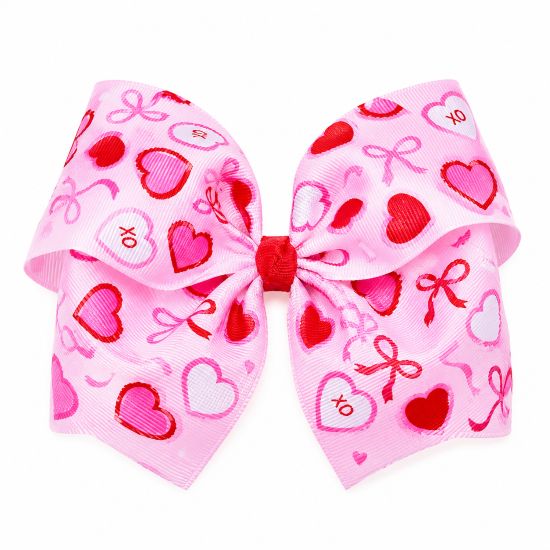 Valentine Candy Hearts Girls Hair Bow – 5.5”