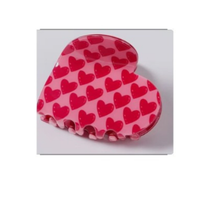 Pink Heart Print Hair Claw Clip