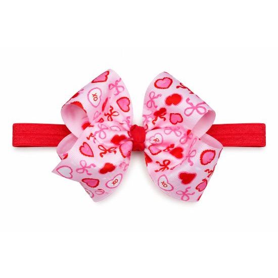 Girls Valentine Candy Hearts & Bows Hair Bow Headband