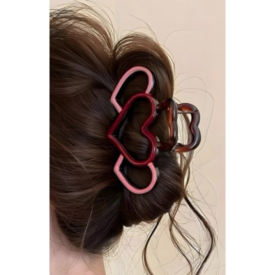 Hollow Triple Heart Hair Claw Clip