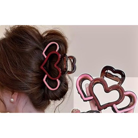 Triple Hollow Heart Hair Claw Clip