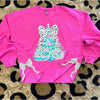 Hot Pink Christmas Tree & Leopard Bow Sweatshirt