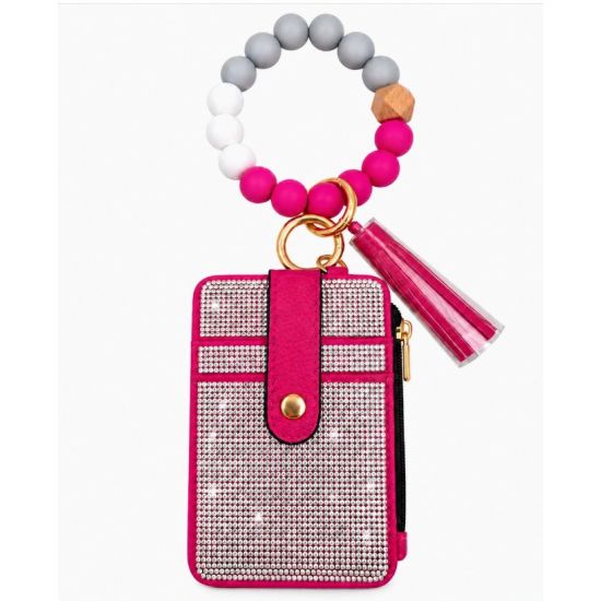 Rhinestone Beaded Wristlet Card Holder