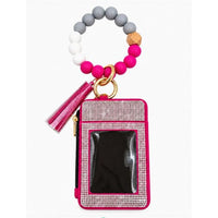 Rhinestone Beaded Wristlet Card Holder
