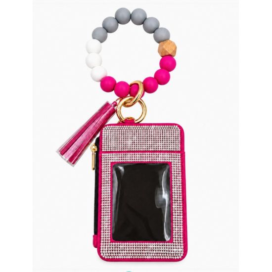 Rhinestone Beaded Wristlet Card Holder
