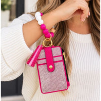 Rhinestone Beaded Wristlet Card Holder