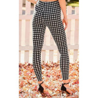 Off-White & Black Houndstooth Leggings