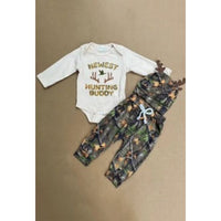 Newest Hunting Buddy Baby Outfit – Romper, Pants & Hat Set