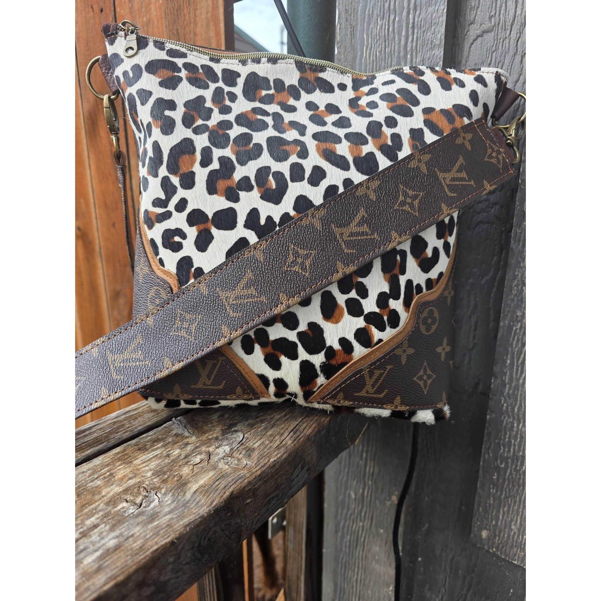 Brown Monogram Style Wide Bag Strap