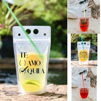 Funny Reusable Drink Pouch with Straw – Pool & Beach Party Cocktail Bag